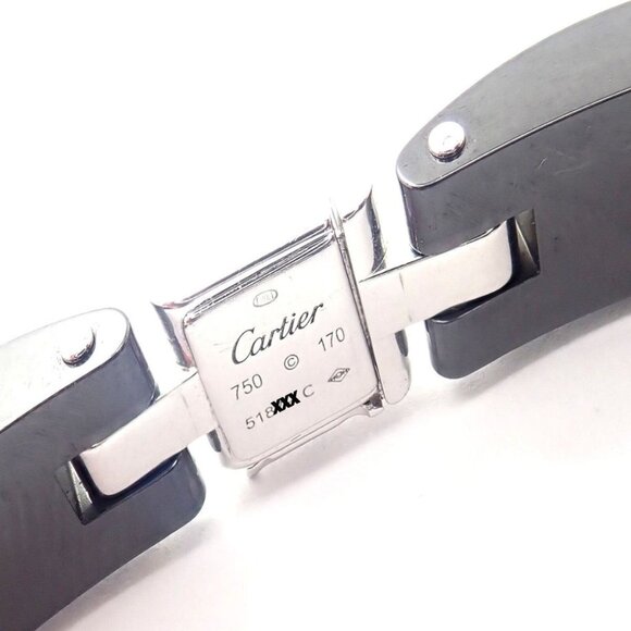 Authentic! Cartier Maillon Panthere 18K White Gold Diamond Ceramic Link Bracelet - Picture 4 of 9
